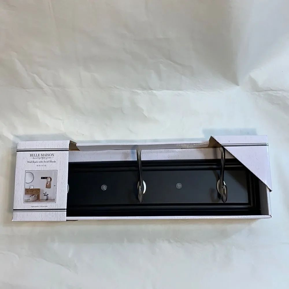 Belle Maison Decorator Wall Hook With Swirl Hooks 16 X 4.5 Organizer Hanger NEW